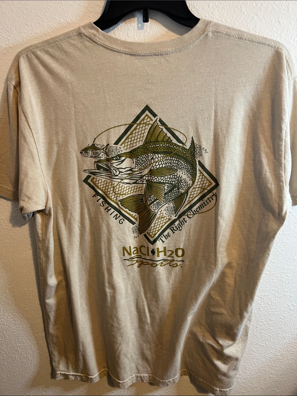 Men's Fish Short Sleeve T-Shirt in Light Beige - Picture 3 of 3
